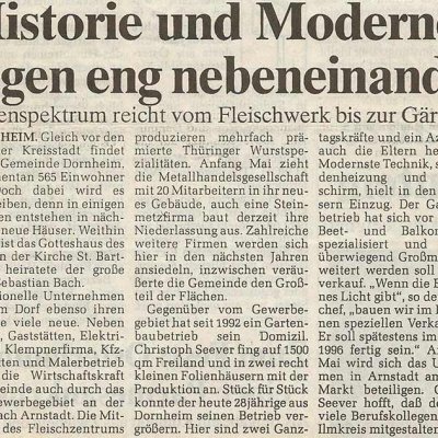 Thüringer Allgemeine März 1995 - Historie und Modernes liegen eng nebeneinander